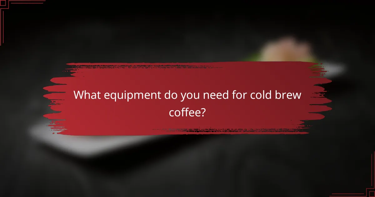What equipment do you need for cold brew coffee?